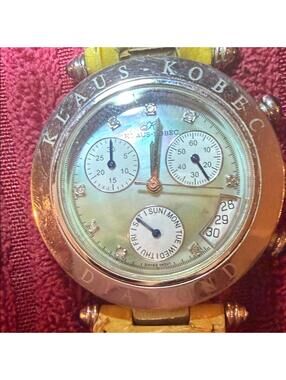 ⏱✨ Klaus Kobec Diamond-Accent Chronograph Watch – Yellow Leather Band ✨